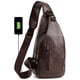 thumbnail image 1 of Mochila bandolera de piel para hombre con puerto USB, 1 of 9