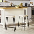 thumbnail image 3 of Walker Edison Modern Upholstered Counter Stool, Set of 2, Ivory, 3 of 15