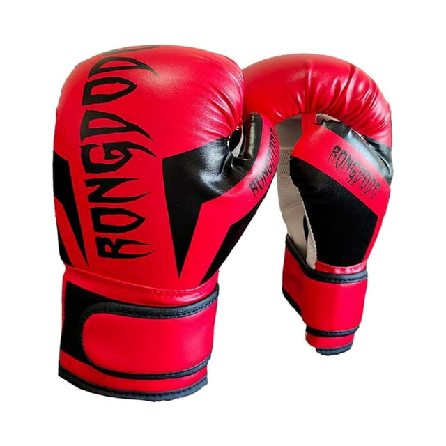 Guantes de boxeo para niños de 6 oz, resistentes con soporte envolvente, equipo deportivo grueso Rojo