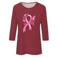 thumbnail image 4 of Craaazy Women's Shirts Loose Casual Breast Cancer Awareness Print Festival Printed Round Neck 3/4 Sleeve T-shirt Gifts, 4 of 4