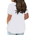 thumbnail image 4 of WTOBBY Women's Plus Size Casual Solid Color V-Neck Short Sleeve Pocket T-Shirt Top, Comfortable and Versatile Fit for Everyday Summer Wear,White 5XL, 4 of 5