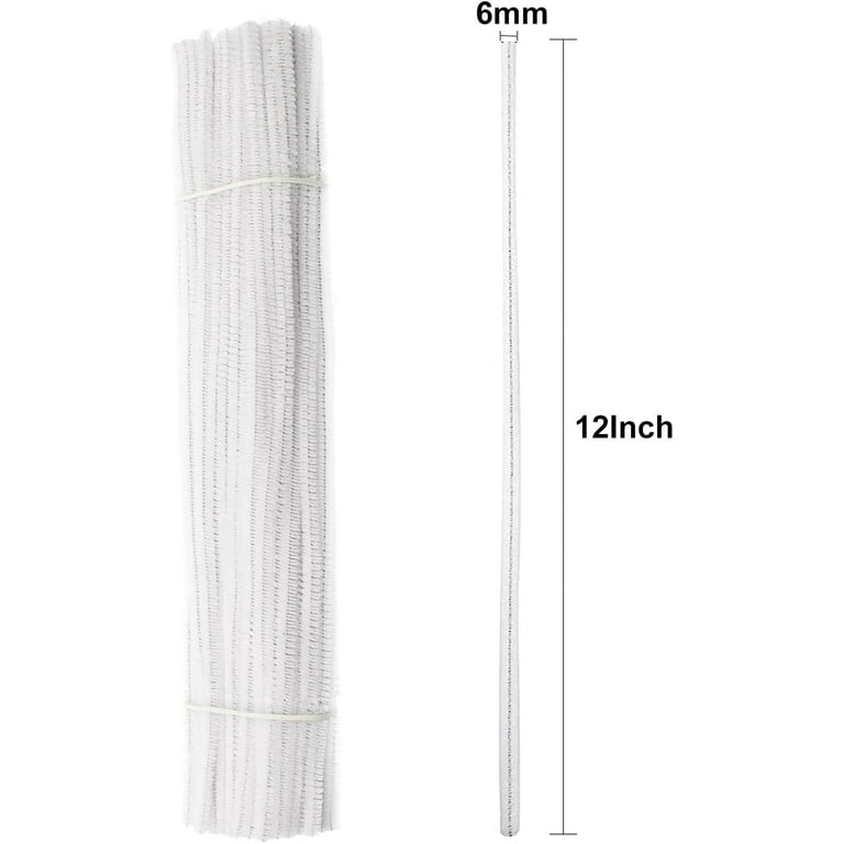 Menkey 400pcs White Pipe Cleaners Craft, Long Chenille Stems Bulk for DIY (6mm x 12 inch)