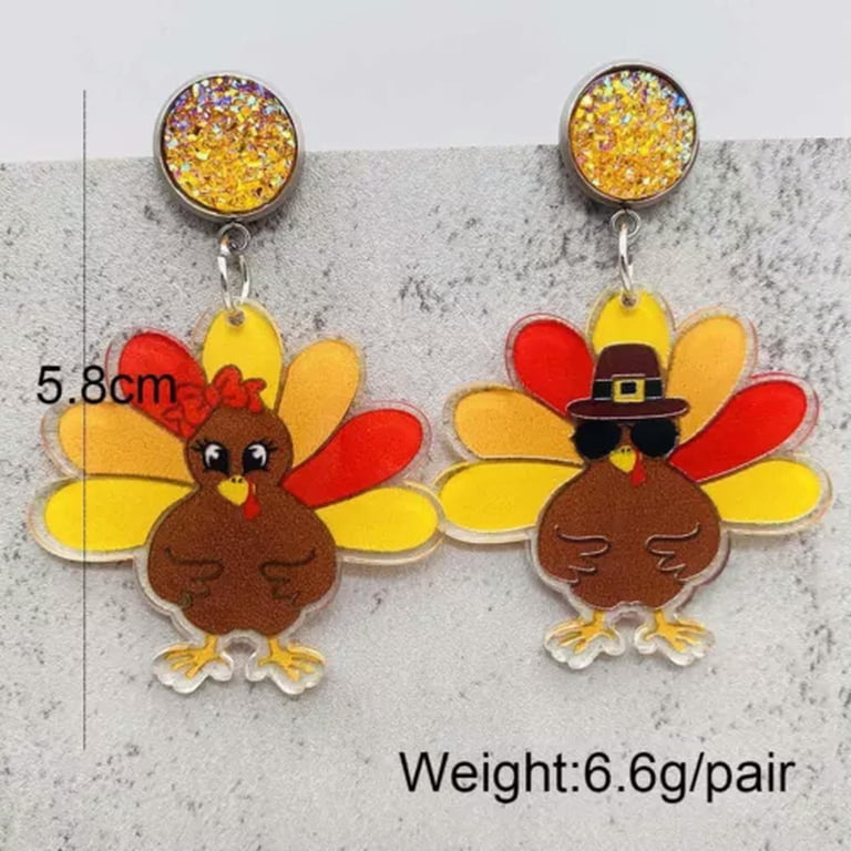 9 Pairs Thanksgiving Turkey Earrings - Stud Earring Set, Fun Thanksgiving Gifts For Women