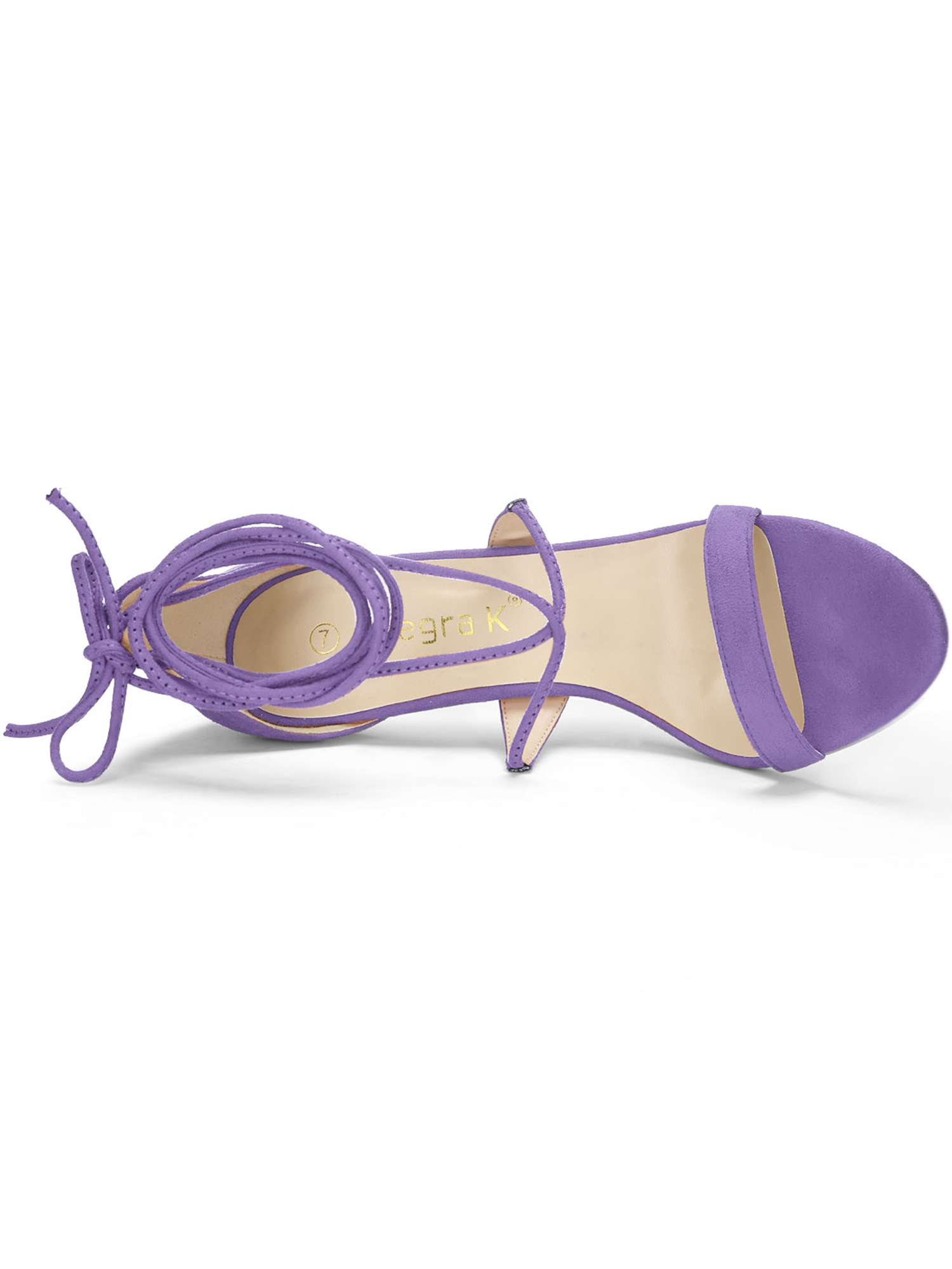 DARING DIVA Women Open Toe Stiletto High Heel Lace-Up Black Sandals 7 Purple