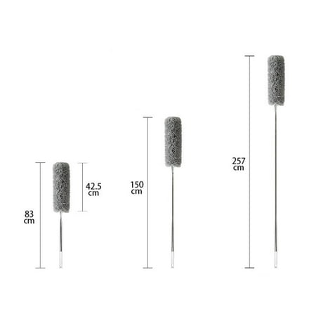 M Buder Microfiber Duster with Long Telescopic Rod, Flexible Head for Home, Ceiling & Spider Web Cleaning, Grey, 63-98.4 inches / 1.6-2.5 m