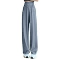 thumbnail image 2 of Gmdeguo Wide Leg Chiffon Trousers for Women Palazzo Pants Evening Jersey Elasticated High Waist Smart Flared Culotte Office Work Going Out Loose Crepe Bottoms, 2 of 4