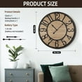 thumbnail image 2 of Large Wall Clock Silent Bronze Rustic Farmhouse Metal & Wood with Arabic Numeral, Battery Operated Wall Clocks Decorative for Living Room Bedroom Office Home Decor 24inch, 2 of 13