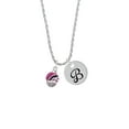 thumbnail image 2 of Delight Jewelry Silvertone Wide Hot Pink Zebra Print Band Spinner Silvertone Script Initial Disc - B - Charm Necklace, 20"+3", 2 of 4