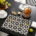 thumbnail image 4 of Black Beige Checkerboard Checkered Pattern Summer Placemats Table Placemats Set Of 4-Linen Kitchen Washable Placemats Table Mats 11.8"x17.7" Non-Slip Heat Resistant, 4 of 6