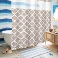 thumbnail image 5 of No Hook Shower Curtain with Built-in Rings - Beige White Geometric Washable Waterproof Fabric Bathroom Curtains for Hotel,Rentals, 72 X 72 Inch Long , Minimalist Morocco Pattern, 5 of 9