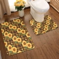 thumbnail image 2 of Xecao Yellow Black Plaid Sunflower 2-Piece Vintage Seamless Anti-Skid Mat Set, featuring a stylish pattern for a safe and elegant toilet rug experience, 2 of 6