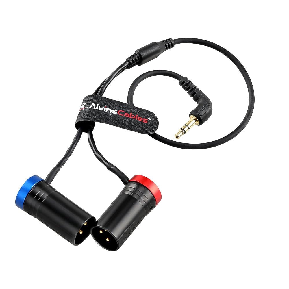 Alvin's Cables 3.5mm TRS to Dual XLR Male Y Splitter Cable, 1/8'' TRS to 2 Low Profile XLR 3 Pin Male Breakout Audio Cable for RØDE Wireless GO II MixPre Recorder unbalanced, 45cm|18inches