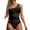 Black, variant on Sngxgn Women's Swimsuits Tummy Control V Neck Bathing Suit Twist Front Ruffle Swimwear(Black,M)