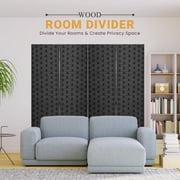 4-Panel Room Dividers and Folding Privacy Screens Partition Walls Wooden Screen Portable Freestanding Privacy Wall for Home Office, Black