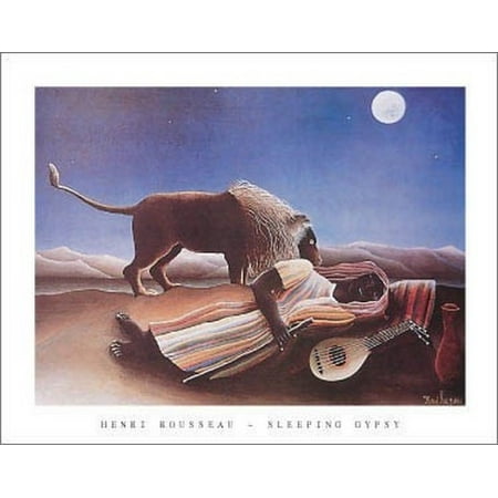 Henri Rousseau Artwork - Sleeping Gypsy c1897 Poster Print by Henri Rousseau (28 x 22)