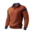 thumbnail image 2 of YOIAVAIOY Men's Solid Color Long Sleeve Shirt, Corduroy Slim Fit Lapel Pocket, Casual Fashion Style Tops Brown XXXL, 2 of 8