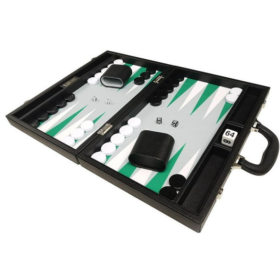 Silverman & Co. 16-inch Premium Backgammon Set - Medium - Black/Green