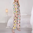 thumbnail image 3 of Honeii Colorful Donuts print Women's Pajama Sets Long Sleeve Button Down Sleepwear Nightwear Soft Pjs Lounge Sets-Small, 3 of 7