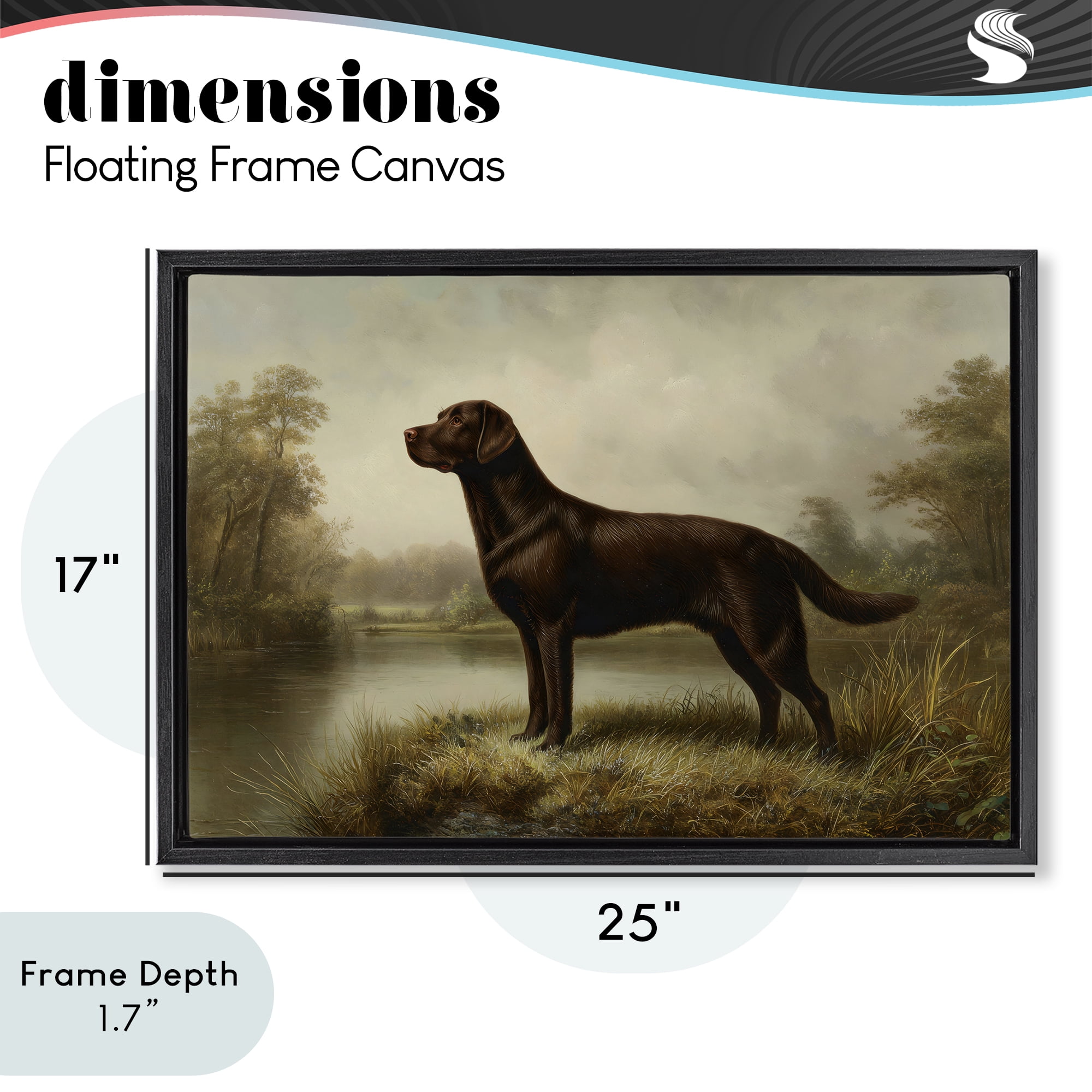 Stupell Industries On Alert Chocolate Lab Black Framed Floater Canvas Wall Art, design by Petal Prints Design
