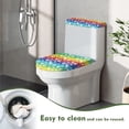 thumbnail image 4 of Renewold Valentine's Day Toilet Tank Cover Stretch Toilet Lid Dust Cover 2 Pieces Rainbow Stirpes Hearts Protective Cover Set Fit Most Round and Elongated Toilet, 4 of 6