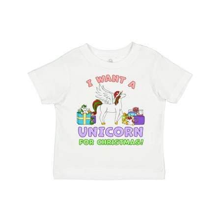 

Inktastic I Want a Unicorn for Christmas with Presents Gift Toddler Boy or Toddler Girl T-Shirt