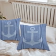 thumbnail image 4 of Nautical Anchor Outdoor Pillow Covers Set of 2 Blue Navy Stripe Fabric Texture Ocean Waterproof Throw Pillow Case Decorative Square Cushion Cover for Patio Couch Garden Balcony, 24"x24", 4 of 9