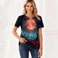 thumbnail image 5 of IYYVV Women Fall Halloween V Neck Shirt Pumpkin Graphic Short Sleeve Tee Autumn Holiday Family Matching Tops Purple XL, 5 of 6