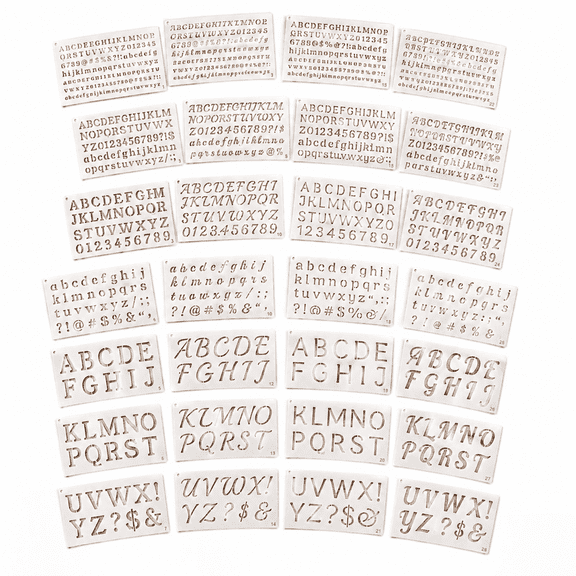 1/3, 1/2, 3/4, 1, 2 Inch Letter Stencils for Painting - 28 Pack Reusable Plastic Alphabet and Number Stencils for DIY Crafts, Wall Art, and Home Decor