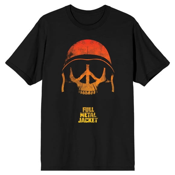 Full Metal Jacket Skull With Helmet Crew Neck Short Sleeve Men's Black T-shirt-XL