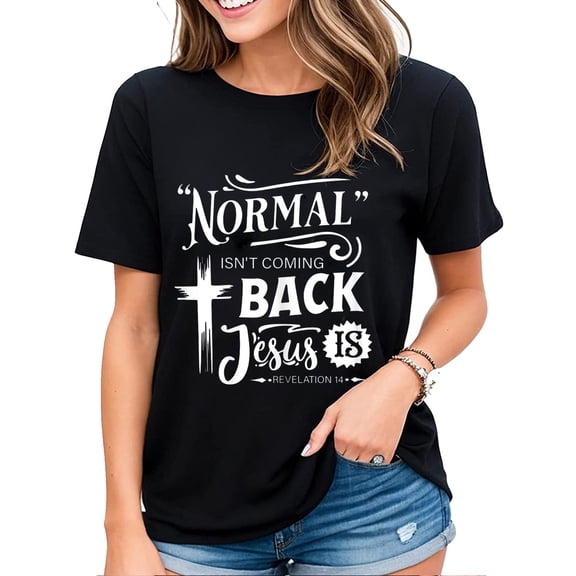 Womens Novelty Graphics Shirt Jesus Is Christian Gifts Casual Short Sleeve Tops Black 4X-Large