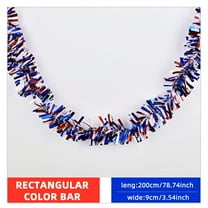 6.56 Ft Patriotic Glitter Tinsel Garland Decoration, Red White Blue Star Metallic Tinsel Twist Garland, 4th of July Parade Golf Cart Shiny Tinsel for Car Bike Independence Day Memorial Day Decor