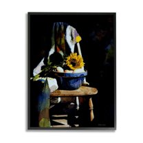 Stupell Industries Sunflower Country Chair Dark Still Life Painting Design by Heide Presse, 11" x 14", Black Framed