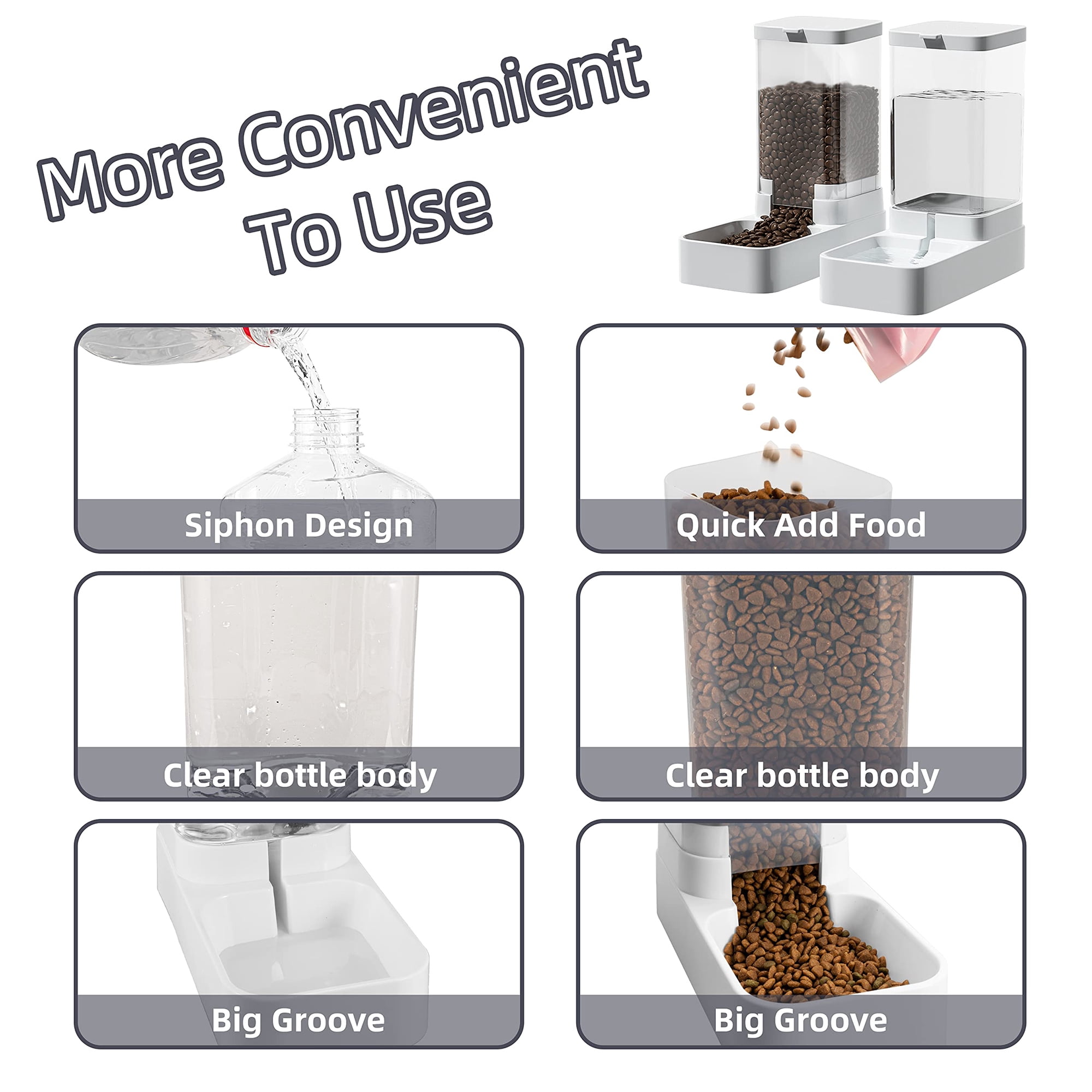 Automatic Cat Feeder and Water Dispenser in Set,Automatic Food Feeder and Waterer Set 3.3L with Pet Food Bowl for Small Medium Dog Pets Puppy Kitten Large Capacity