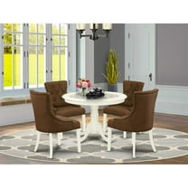 East West Furniture Dining Room Set Linen White, HLFR5-LWH-18