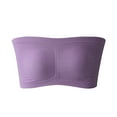 thumbnail image 2 of Fsqjgq Women Strapless Bras Double Layer Convertible Bra Seamless Bandeau Unlined Wireless Bras Womens Sports Bras T-Shirt Tube Top,L Purple, 2 of 3