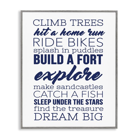 Stupell Industries Eclectic Climb Trees Dream Big Navy with White Gray Framed Giclee Art, 16 x 20, by Daphne Polselli