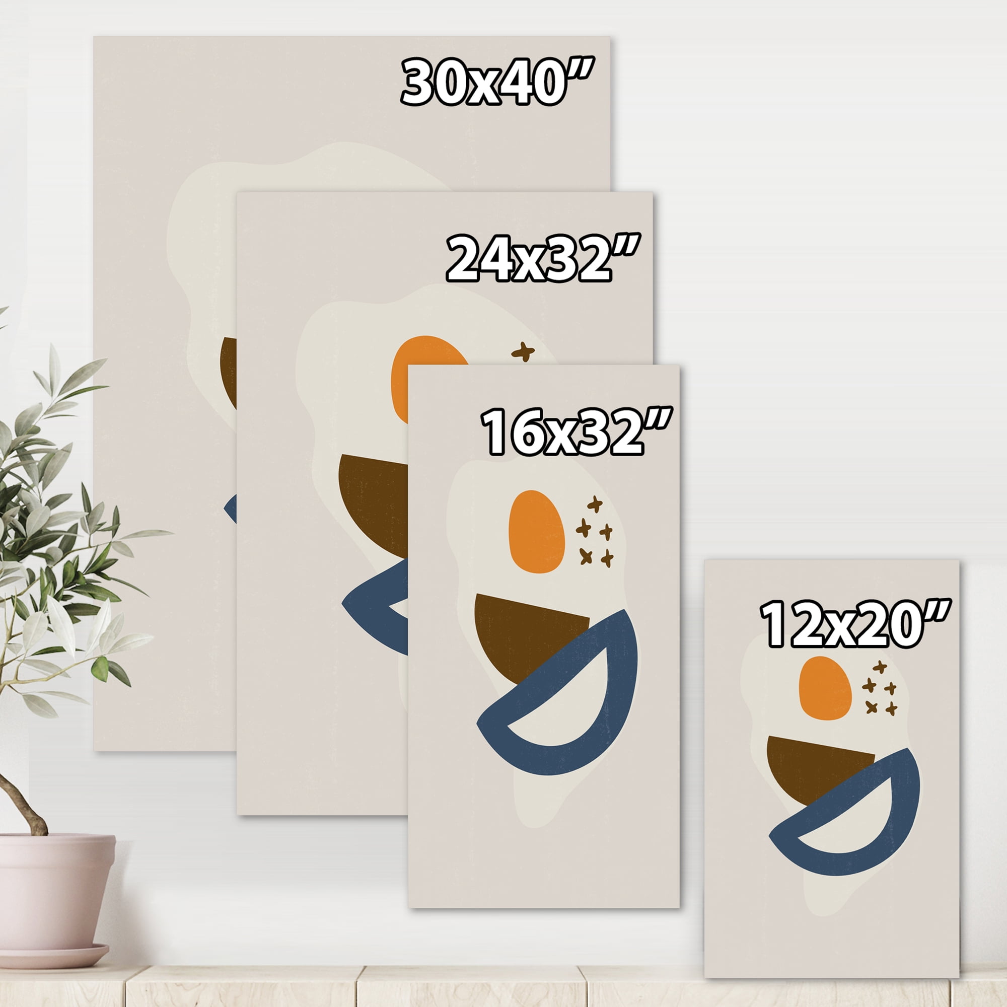 Designart ' Abstract Moon and Sun Geometric Print I ' Modern Canvas Wall Art Print