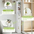 thumbnail image 4 of VECELO Tall Bathroom Cabinet, Narrow Slim Storage Cabinet with Toilet Paper Holder for Small Spaces, White, 4 of 8