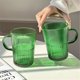 thumbnail image 5 of Taza de vidrio verde con asa, 16 oz, diseño de rayas verticales, 5 of 5