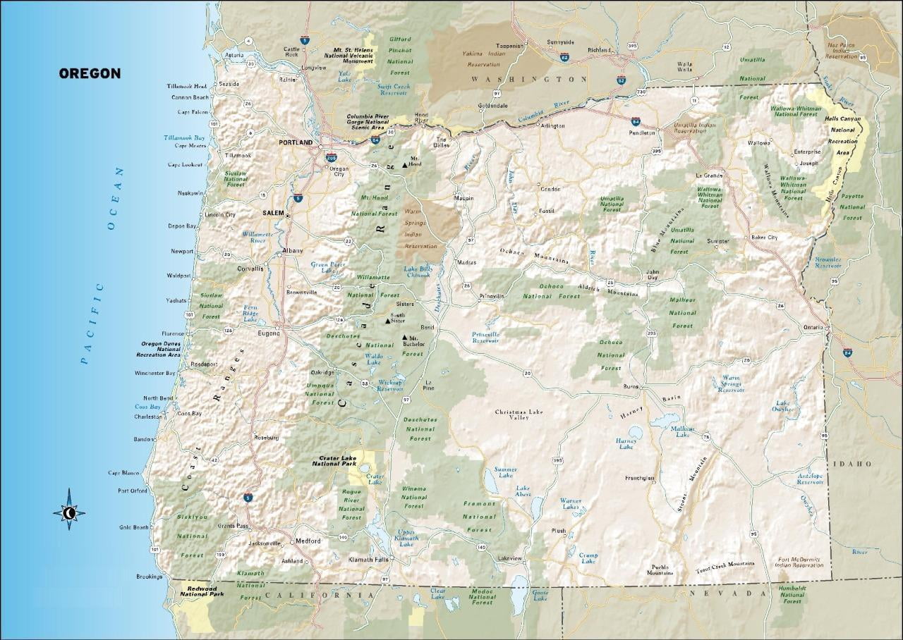 Acrylic Face Mounted Prints Oregon State Road Map Or City Highway Print acrylic-face-mounted-prints-oregon-state-road-map-or-city-highway-print