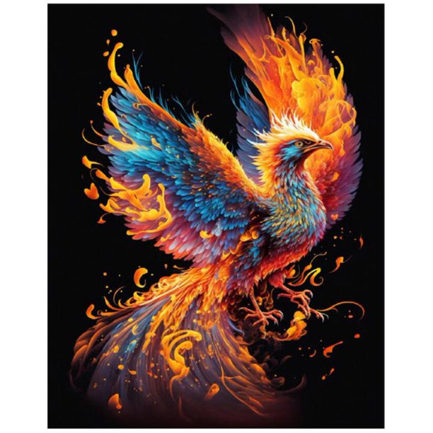 New Arrival Diamond Embroidery Flame Phoenix 5D Diy Diamond Painting Mythological Animal Square Round Mosaic Cross Stitch EE3224square 50X65cm Gao Jinjia LED
