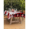 thumbnail image 2 of Outdoor Tablecloth with Umbrella Hole and Zipper, Red Plaid Christmas Rectangle Table Cloth 52x70 Inch Waterproof Tablecloth, Snowman Gifts Xmas Tree Winter Snowflake Picnic Table Cover for Patio, 2 of 7