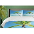 thumbnail image 4 of Ambesonne Tropic Duvet Cover Sets, Palm Trees on Caribbean, 2-King, Blue Green Beige, 4 of 7