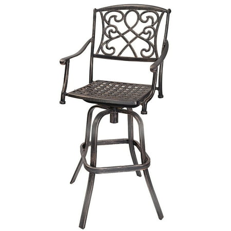 Gymax Cast Aluminum Swivel Bar Stool Patio Furniture Antique Copper Design Outdoor