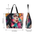 thumbnail image 5 of Pofeuu Vibrant Street Art Portrait Print Reusable Grocery Bags - Washable, Foldable, Packable Tote, Large Handles, Heavy Duty, Zippered Top Pouch, 5 of 8