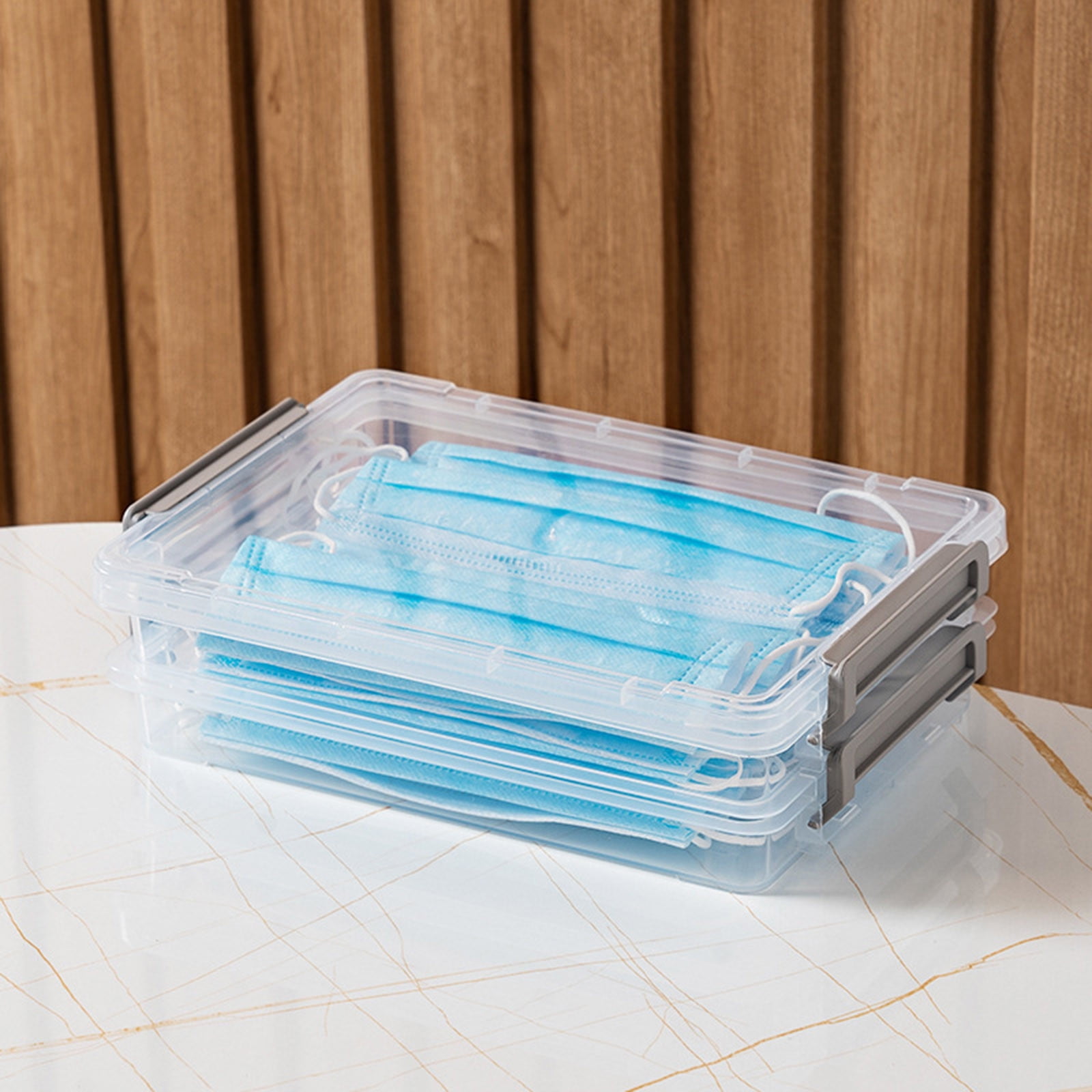 Craft Stationery Storage Solutions Pack File Boxes with Clear Latching Lids for A4 Documents and Scrapbooks