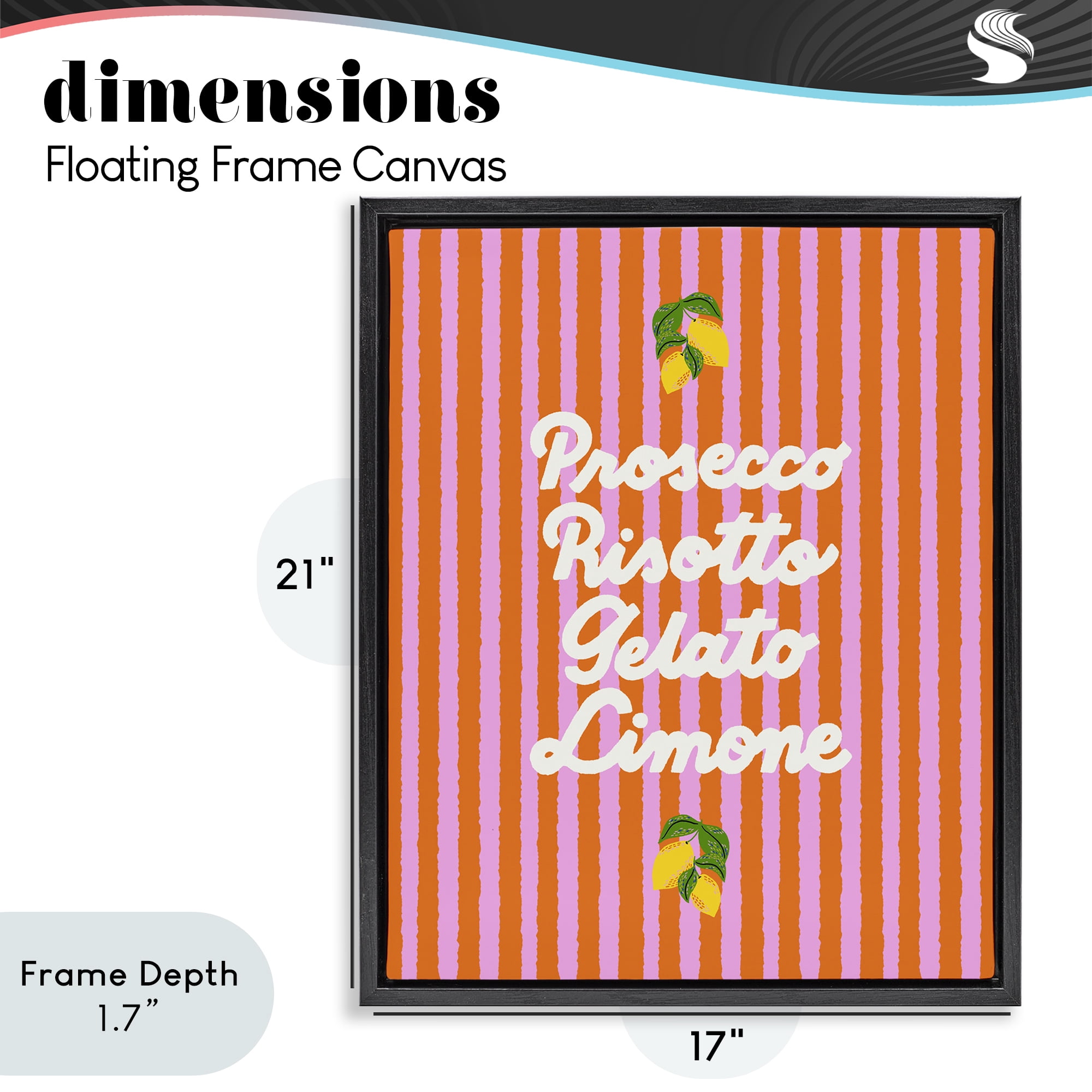 Stupell Industries Italian Enjoyment over Stripes Black Framed Floater Canvas Wall Art, design by Indira Prieto | IndySign
