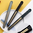 thumbnail image 3 of 1 Set Food Chopsticks BPA Free Non-Slip Rust-proof Corrosion Resistant Mirror Polish Food Pick Stainless Steel Chopsticks Tableware with Folding Storage Box for Office, 3 of 7