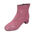 thumbnail image 6 of Mepaouo Women's Rhinestone Sparkly Ankle Boots Round Toe Heel Dress Booties Comfy Chelsea Boots, 6 of 7