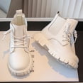 thumbnail image 6 of Cethrio Big Girls Lace Up Boots, Thermal Casual Non-slip Waterproof Winter Shoes White Size 2.5(Big Kids), 6 of 7